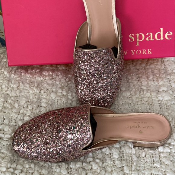 Kate Spade Rose gold glitter slides - Picture 4 of 5